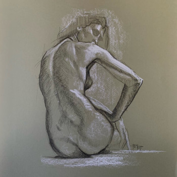 Œuvre contemporaine nommée « Femme nue de dos », Réalisée par PHILIPPE PETIT