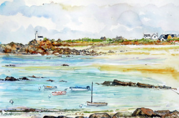 Œuvre contemporaine nommée « Une des plages à Brignogan », Réalisée par MICHEL HAMELIN