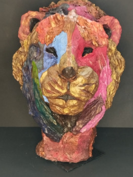 Œuvre contemporaine nommée « Lion multicolore », Réalisée par MAG.MRG