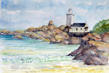 Œuvre contemporaine nommée « Le phare de Pontusval à Brignogan », Réalisée par MICHEL HAMELIN