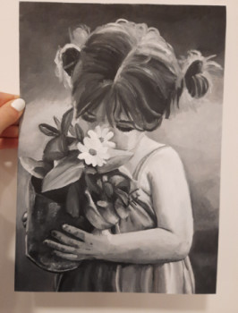 Œuvre contemporaine nommée « Petite fille aux fleurs », Réalisée par NAOMI BALZANO