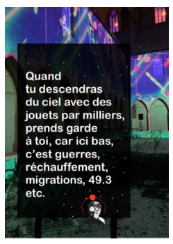 Œuvre contemporaine nommée « Descendras du ciel … », Réalisée par WRDR