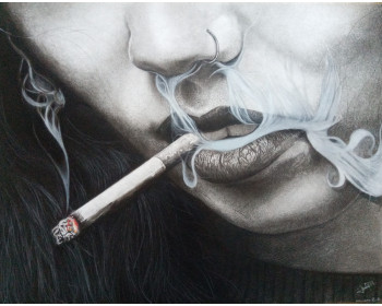 Œuvre contemporaine nommée « Fumando espero... », Réalisée par LUCIANO B. R.