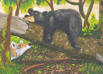 Œuvre contemporaine nommée « L’ours et le coyote », Réalisée par PAUL D-P