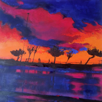 Œuvre contemporaine nommée « SUNSET IN THE ORANGE HAZE (2023) », Réalisée par CHEN XI