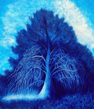 Œuvre contemporaine nommée « Arbre bleu », Réalisée par SONIA HIVERT