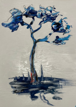 Œuvre contemporaine nommée « L’arbre bleu 2 », Réalisée par CP