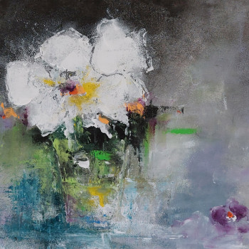 Œuvre contemporaine nommée « FLEUR BLANCHE », Réalisée par MIREILLE MAURY