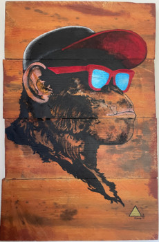 Œuvre contemporaine nommée « Le singe qui ne voit rien », Réalisée par ODESSA H