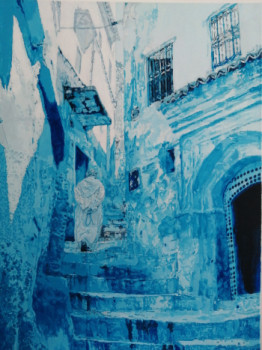 Œuvre contemporaine nommée « Les marches bleu », Réalisée par SOUFIANE EL GHADIRA