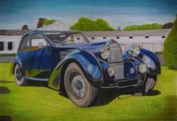 Œuvre contemporaine nommée « Bugatti 57 (1939) », Réalisée par PIRDESSINS
