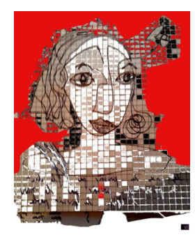 Œuvre contemporaine nommée « Portrait femme sur fond rouge », Réalisée par NATHALIE STRASEELE