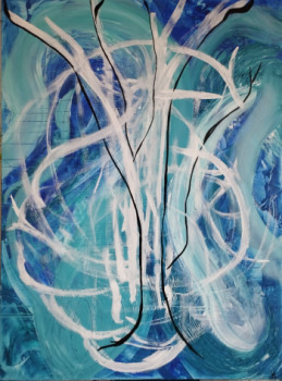 Œuvre contemporaine nommée « Ample respiration bleue », Réalisée par MAGDA HOIBIAN