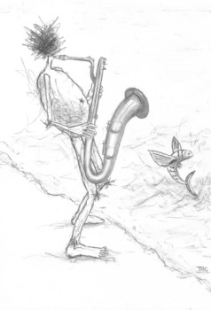 Œuvre contemporaine nommée « Le saxophoniste », Réalisée par TMC