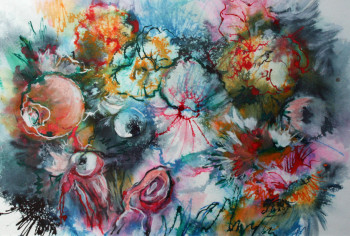 Œuvre contemporaine nommée « Couleurs Florales (24-004) », Réalisée par JACQUELINE PELON