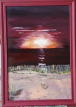 Œuvre contemporaine nommée « Lever de soleil à St-cyprien 1 », Réalisée par NADINE MASSET