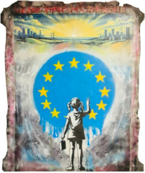 Œuvre contemporaine nommée « EU WALL », Réalisée par JOHN HERJI