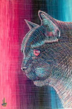 Œuvre contemporaine nommée « Cat’s blues », Réalisée par JULIEN GILLES