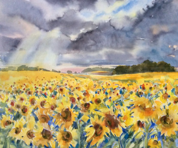 Œuvre contemporaine nommée « Tournesols », Réalisée par MARYNA OLKHOVA