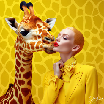 Œuvre contemporaine nommée « La femme a la girafe », Réalisée par JULINE ARMAND