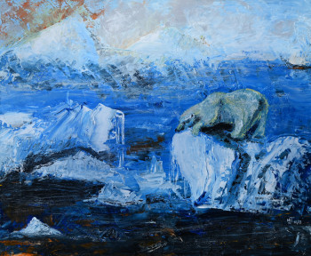 Œuvre contemporaine nommée « Survie Arctique, Ours Polaire en Péril », Réalisée par MARIE-LAURE TOURNIER