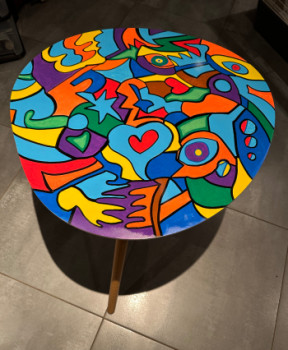 Œuvre contemporaine nommée « Table colorée », Réalisée par SYLVIE SOSTELLY
