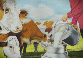 Œuvre contemporaine nommée « Récolte du lait. », Réalisée par PIRDESSINS