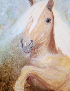 Œuvre contemporaine nommée « Cheval au regard serein. », Réalisée par MODESTO