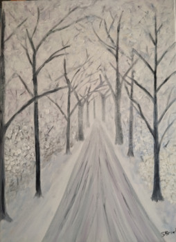 Œuvre contemporaine nommée « Chemin sous la neige », Réalisée par SYLVIANE BRUEL
