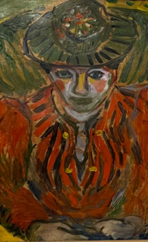 Œuvre contemporaine nommée « Femme au chapeau », Réalisée par EMANUELA CELLEGHIN