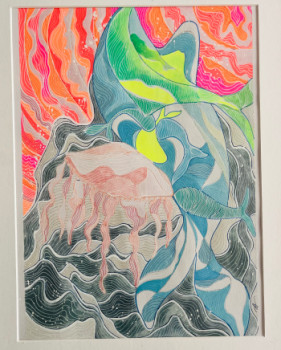 Œuvre contemporaine nommée « Aqua movements Colors », Réalisée par JACKIE GOVINDIN MONCHAUX