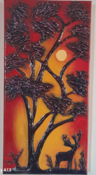 Œuvre contemporaine nommée « Arbre au coucher du soleil », Réalisée par JEAN MARC CLOVIS