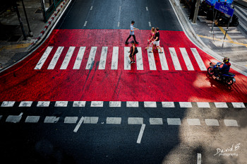 Œuvre contemporaine nommée « Bangkok trafic rouge », Réalisée par DAVID.B