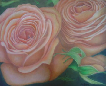 Œuvre contemporaine nommée « Les deux roses - fleur », Réalisée par FREDERIQUE