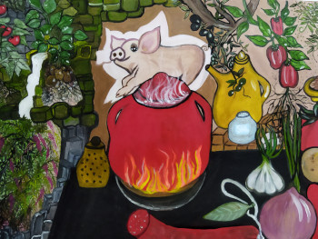 Œuvre contemporaine nommée « Goro pintado y cocinado », Réalisée par GORO