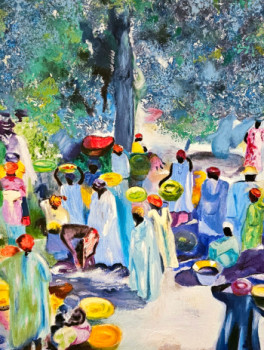 Œuvre contemporaine nommée « Marché de Bamako », Réalisée par ISABELLE DE CHABANNES