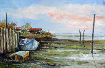 Œuvre contemporaine nommée « Arcachon soleil levant sur le lapin blanc », Réalisée par MICHEL HAMELIN