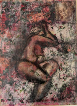 Œuvre contemporaine nommée « Nue sur lit de roses. », Réalisée par MITRA SHAHKAR