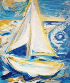 Œuvre contemporaine nommée « Évasion bateau lumière », Réalisée par MARILOU PERRIAT-SANGUINET