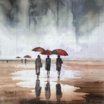 Œuvre contemporaine nommée « Série " Mon Petit Parapluie Rouge " N°1 », Réalisée par KARINE MIJALSKI-BARON