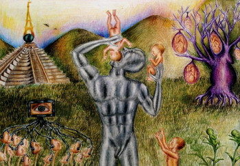 Œuvre contemporaine nommée « La voracité des dieux », Réalisée par HAZZEL YEN HERNANDEZ