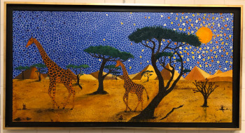 Œuvre contemporaine nommée « Mozahik Girafes », Réalisée par FRANK