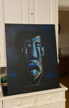Œuvre contemporaine nommée « The blue Moai », Réalisée par AMANDA MC STUDIO