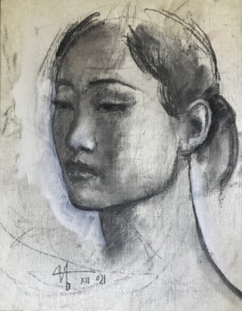 Œuvre contemporaine nommée « Tête de jeune Chinoise », Réalisée par IGOR B. GLIK