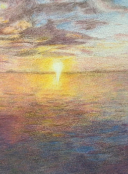 Œuvre contemporaine nommée « Soleil couchant de Raiatea », Réalisée par TAïNA MAYNADIER