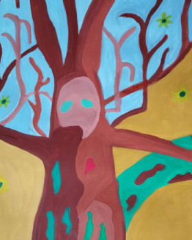 Œuvre contemporaine nommée « Apparition du cerisier », Réalisée par MIREILLE DELGENèS