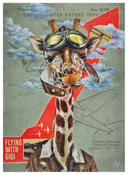 Œuvre contemporaine nommée « GIGI l'aviatrice », Réalisée par BAZART GRAFIK
