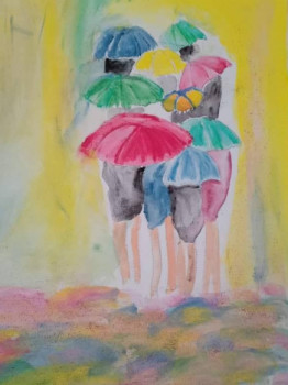 Œuvre contemporaine nommée « Parapluie de couleur », Réalisée par MILA