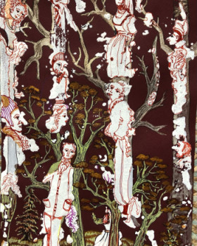 Œuvre contemporaine nommée « Impression d’écorce sur papier m’entraînent vers des pensées plus ou moins automatiques qui induisent l’expression de mes tourments. », Réalisée par JAVOTTE
