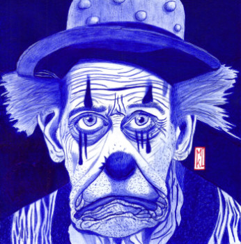 Œuvre contemporaine nommée « Clown triste », Réalisée par MIKL